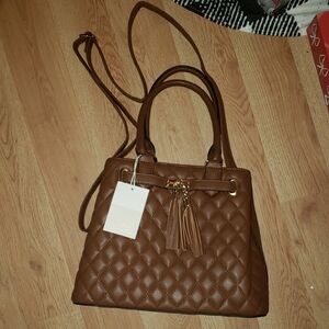 Chic Brown Quilted Satchel